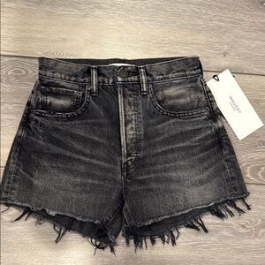 Moussy Aristida Black Jean Shorts Distressed Cut-Off Style